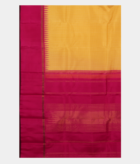 Yellow and White Handwoven Kanjivaram Silk Saree T2440143