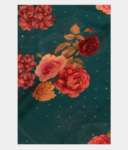 Blue Chiffon Printed Silk Saree T110187-image