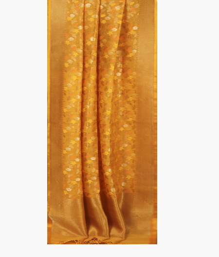Yellow Woven Organza Saree T2527862