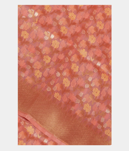 Peach Woven Organza Saree T252788-image
