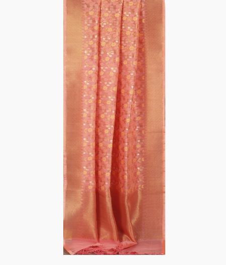 Peach Woven Organza Saree T2527882