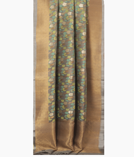 Grey Woven Organza Saree T2527822