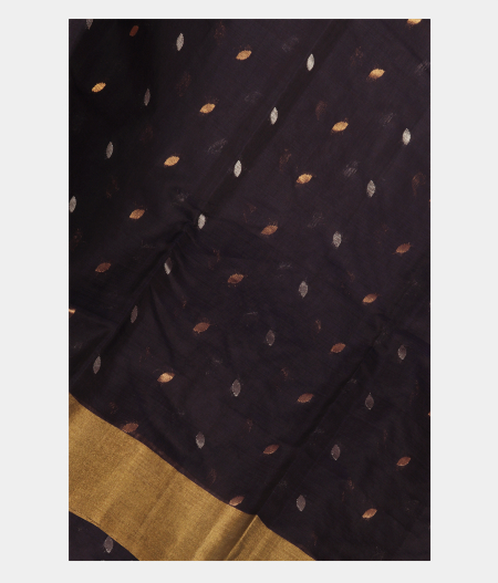 Midnight Blue Silk Cotton Saree T242488-image