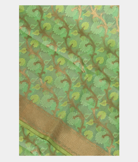 Green Woven Organza Saree T252831-image
