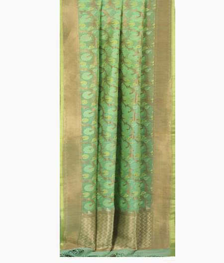 Green Woven Organza Saree T2528312