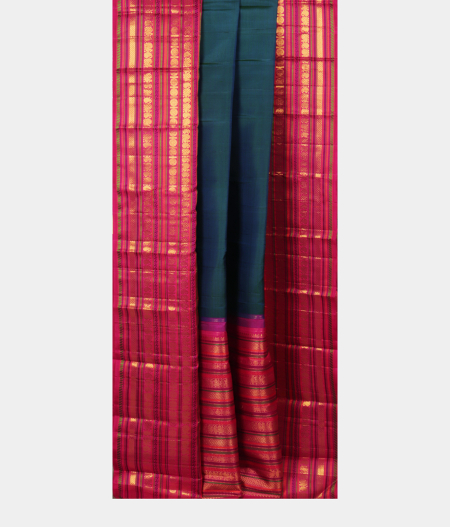 Peacock Blue Handwoven Kanjivaram Silk Saree T2387042