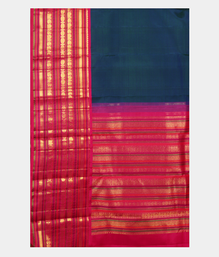 Peacock Blue Handwoven Kanjivaram Silk Saree T2387044