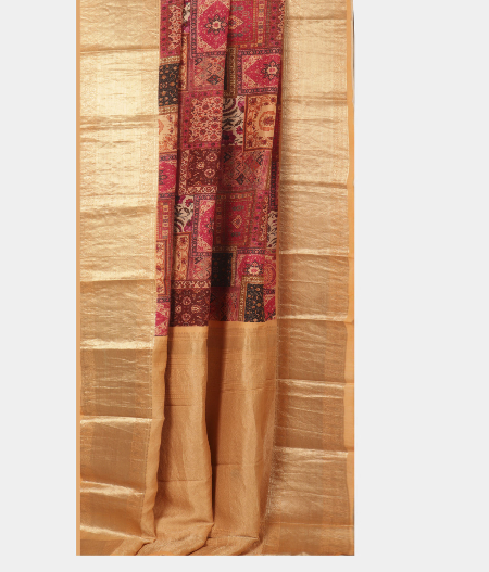 Peach Printed Soft Silk Saree T2244532