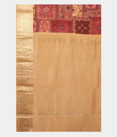 Peach Printed Soft Silk Saree T2244534