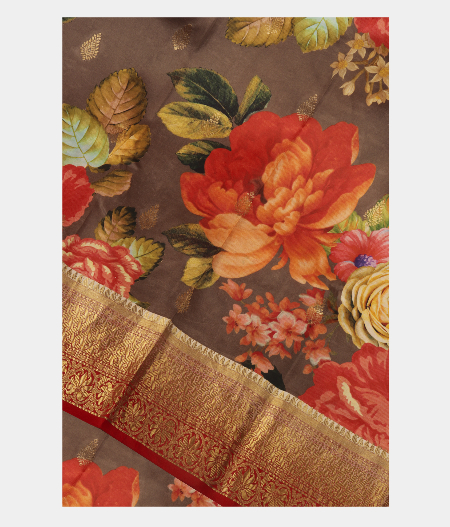 Grey Printed Soft Silk Saree T240872-image