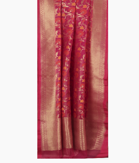 Magenta Woven Organza Saree T2527952