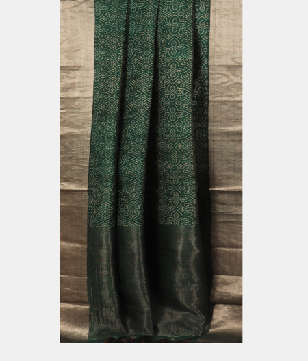 Green Tussar Printed Saree T2475002