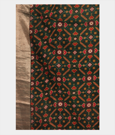 Green Tussar Printed Saree T2475003