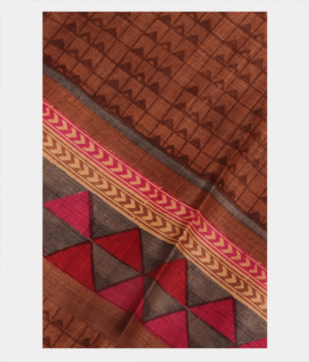 Brown Tussar Printed Saree T204378-image