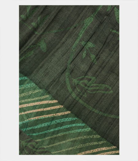 Green Tussar Printed Saree T239375-image