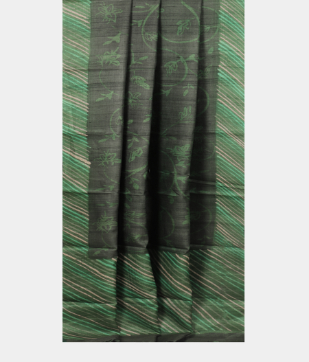 Green Tussar Printed Saree T2393752