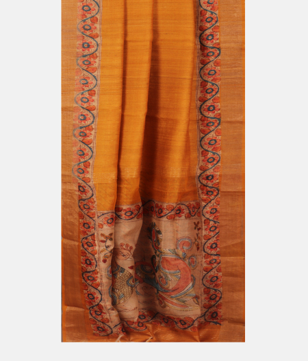 Yellow Tussar Printed Saree T2482342