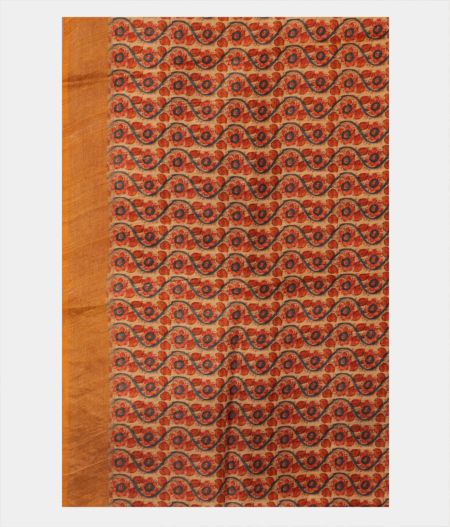 Yellow Tussar Printed Saree T2482343