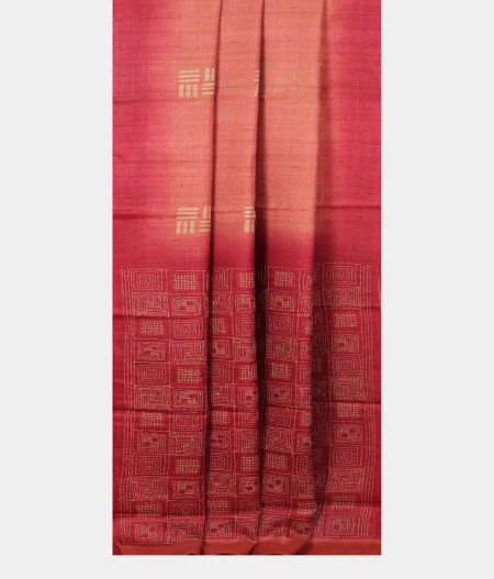Salmon Pink Tussar Printed Saree T2410172