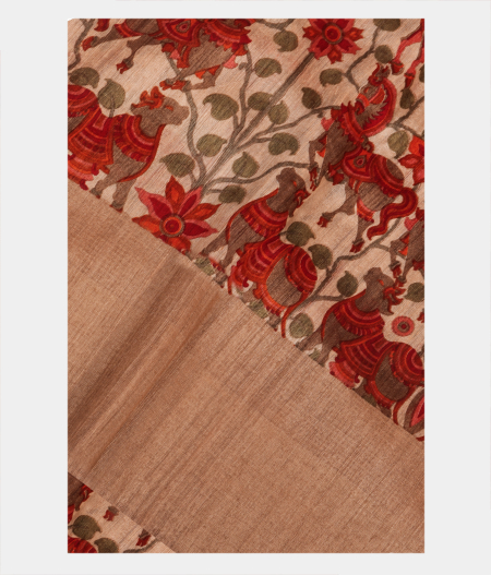 Beige Tussar Printed Saree T150741-image