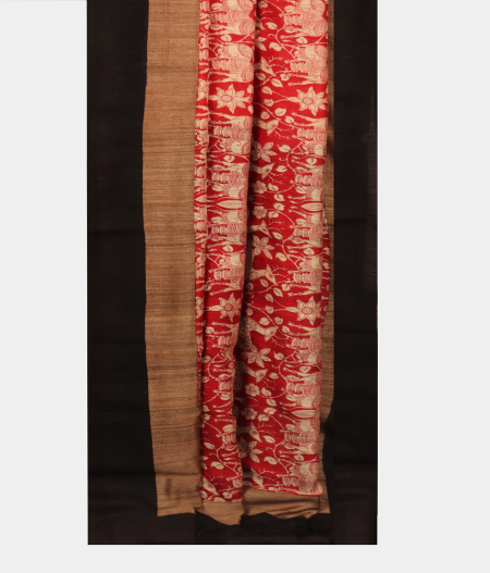 Red Tussar Printed Saree T440712