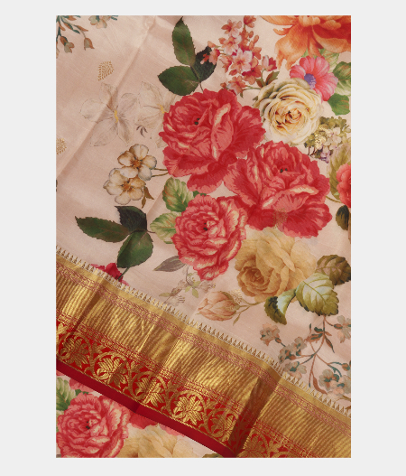 Peach Printed Soft Silk Saree T248960-image