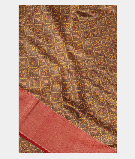 Light Brown Tussar Printed Saree LF4824-image