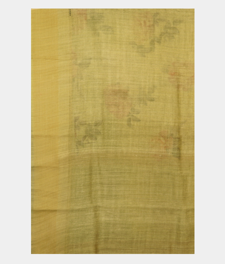 Light Yellow Tussar Printed Saree LA25563