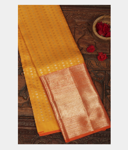 Yellow Handwoven Kanjivaram Silk Pavadai T253288-image