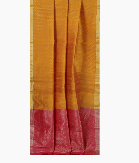 Yellow Woven Raw Silk Saree T2402902