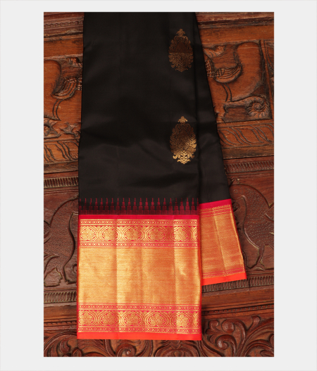 Black Handwoven Kanjivaram Silk Saree T250051-image