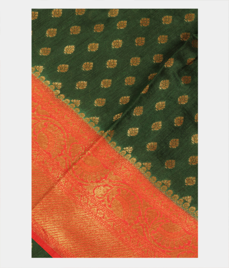 Bottle Green Banaras Tussar Saree T250379-image