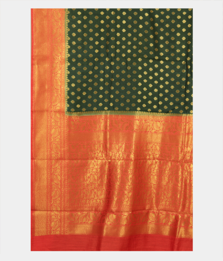 Bottle Green Banaras Tussar Saree T2503794