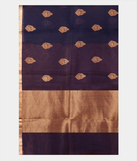 Blue Banaras Organza Saree T2069304