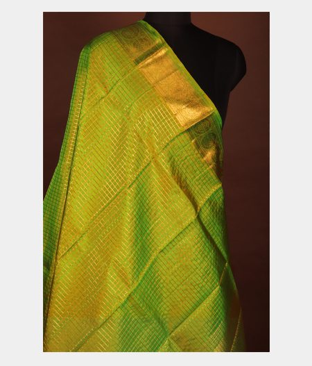 Lime Yellow Kanjivaram Silk Dupatta T164000-image