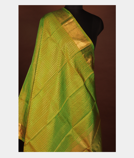 Lime Yellow Kanjivaram Silk Dupatta T1640002