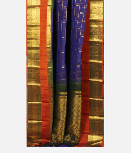 Blue Handwoven Kanjivaram Silk Saree T2390052