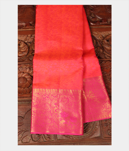 Pinkish Orange Handwoven Kanjivaram Silk Saree T230613-image