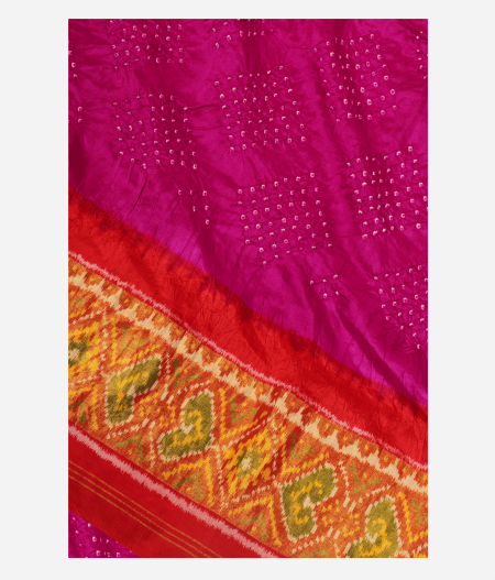 Purple Pink Bandhani Patola Silk Saree T254669-image