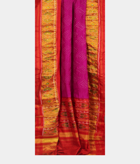 Purple Pink Bandhani Patola Silk Saree T2546692