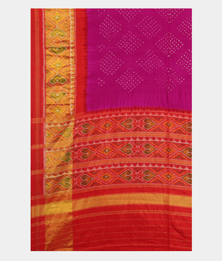 Purple Pink Bandhani Patola Silk Saree T2546694