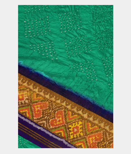 Aqua Green Bandhani Patola Silk Saree T254667-image