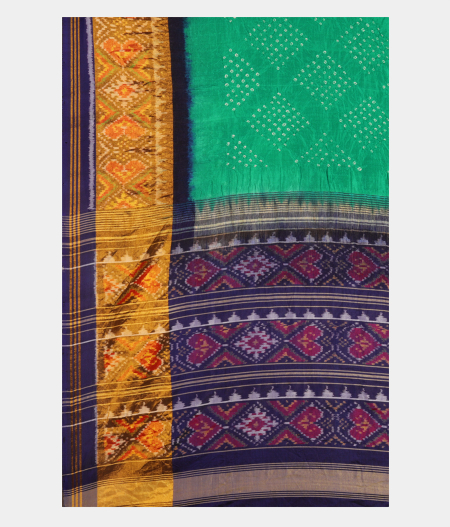 Aqua Green Bandhani Patola Silk Saree T2546674