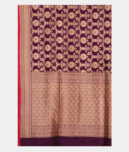 Purple Banaras Silk Saree T2547394