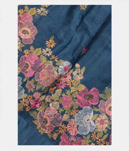 Blue Tussar Embroidery Saree T251531-image