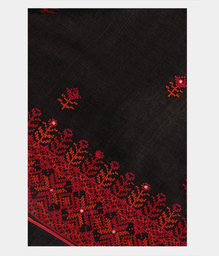 Black Tussar Embroidery Saree T215971-image
