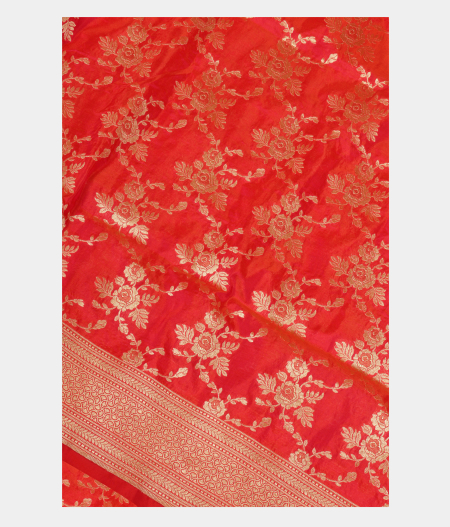Pinkish Orange Banaras Silk Saree T254743-image