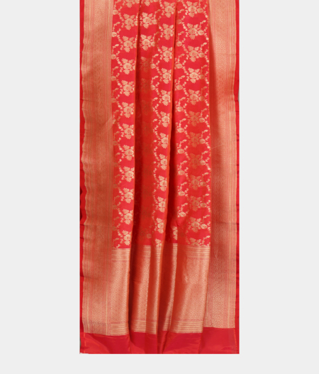 Pinkish Orange Banaras Silk Saree T2547432