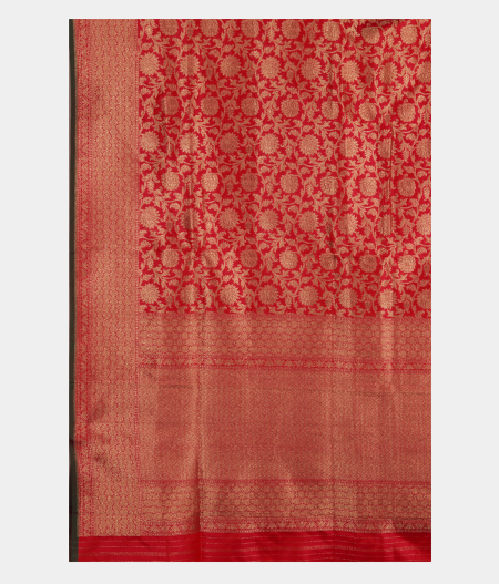 Pinkish Red Banaras Silk Saree T2541264