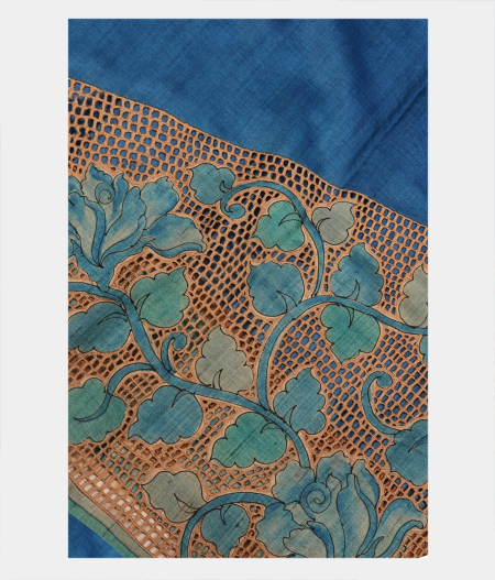 Blue Tussar Cut Work Saree T232206-image